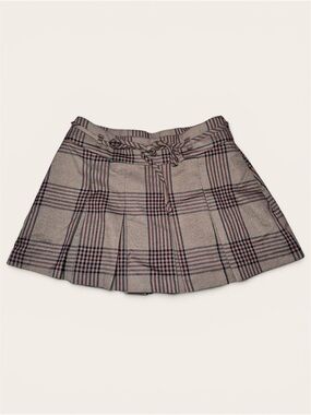 Hollister Beige Plaid Pleated Mini Skirt with Waist Tie Size Small NWT